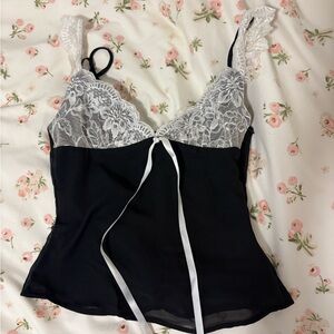 Princess Polly Black and White Lace Camisole